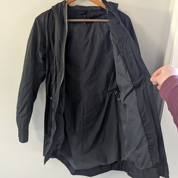 Lululemon Black Long Rain Coat with Cinch Waist - Picture 4 of 4